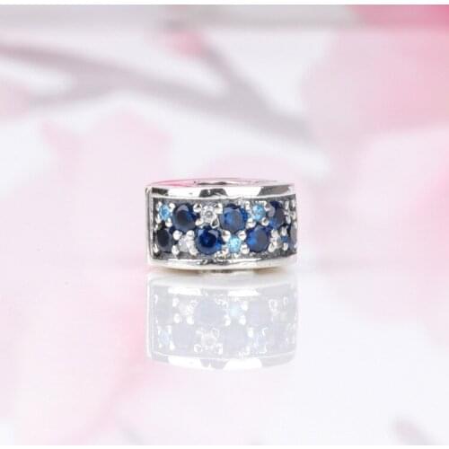 S925 Sterling Silver Blue Glitter Zircon Elegant Fixing Clip Suitable For Original Bracelet Positioning Buckle