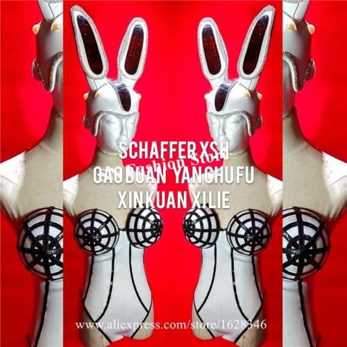 EC82 Singer stage party wears bodysuit dj perforamance jumpsuit bar pole dance costumes mask head piece models outfits clothe ds