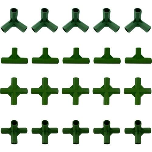 20Pcs 11MM ABS Fitting 4 Types Stable Support Heavy Duty Greenhouse Frame Building Connector Right-Angle Tee Four-Way Flat Te