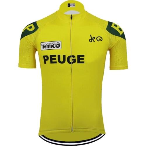 NEW Retro Cycling Jersey Men Pro Short Sleeves Yellow Mountain Bike Team Wear Road Mtb Clothes Ciclismo Triathlon Customized