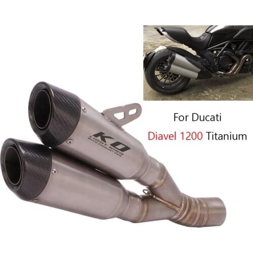 60mm Dual-outlet Muffler for Ducati Diavel 1200 Exhaust Pipe Motorcycle Titanium Escape No DB Killer Slip On Original System