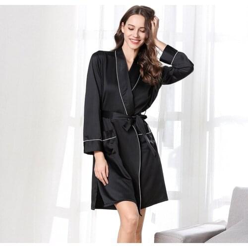 Silk Green Women Robe Bathrobe Long Sleeves Knee Length Night Wear Wedding Bridesmaid Nightgown Ladies Dressing Gowns NW75