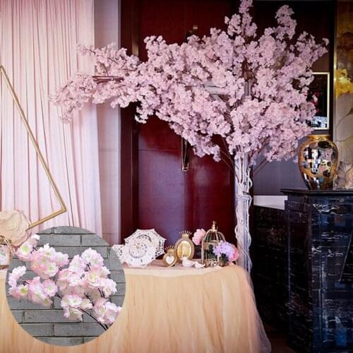 Artificial Cherry Tree Pink Sakura Branch Silk Diy Artificial Flowers 120cm Floral Wall Wedding Decoration Home Outdoor Decor