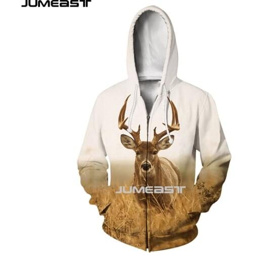 Jumeast Brand Men Women 3D Printed Hunting Deer Camouflage Long Sleeve Jacket Sport Pullover Fashion Spring Zipper Hoodies