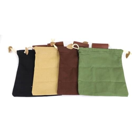 Leather Canvas Pouch Multifunctional Outdoor Foraging Bag Jungle Fruit Picking Storage Bags for Hiking Camping Tool