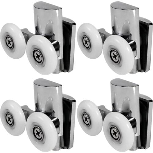 Hot 4Pcs Shower Door Wheels 23mm Shower Door Rollers Heavy Duty Zinc Alloy Dual Wheel for Both Flat Sliding Shower Doors
