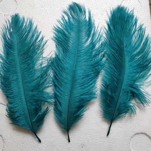 Hot! 10 Pcs / lot Natural 15-20cm 6-8 inch Hole blue color Ostrich Feathers plumes for party / wedding decorative