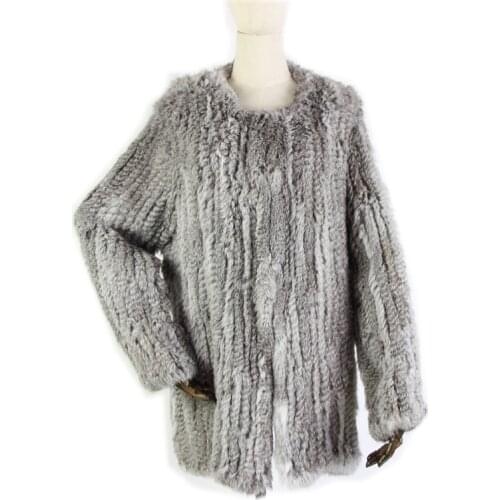 Brazil hot100% Best Quality Rabbit Fur Thick Knitted Coat, Natural Rabbit Fur Jacket, European Style Fur Overcoat Free Shipping