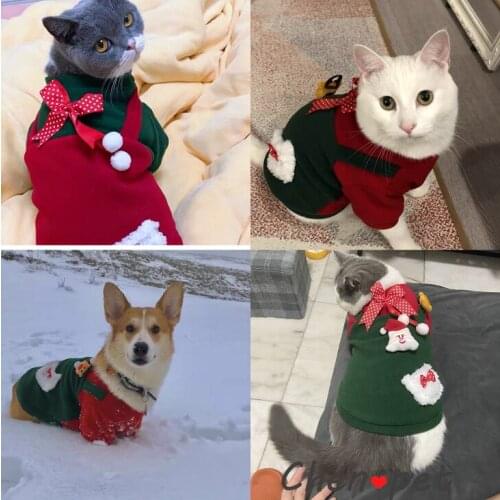 Cute Dog Christmas Clothing Elf Christmas Decoration Warm Hoodie for Small Medium Dogs Dear Soft Cat Coats Dog Christmas Outfit