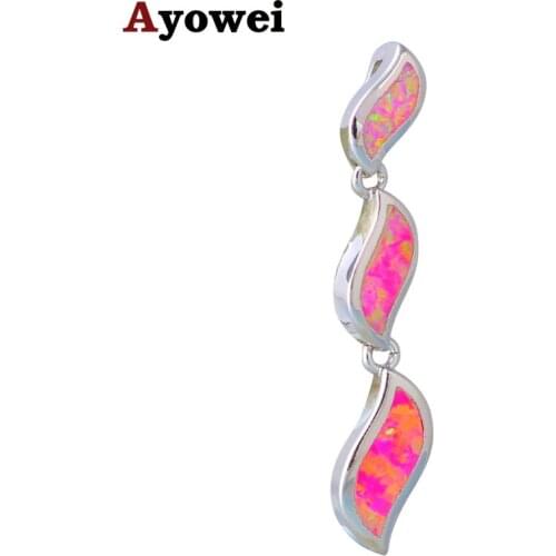 Trendy Designer Leaf shaped Wonderful Pink Fire Opal Silver Stamped Necklaces Pendants Fashion Jewelry OP588
