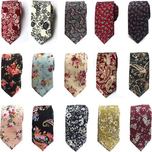 Men Fashion Cotton Flowers Paisley Skinny Neckties Wedding Party Casual Tie BWTHZ0220
