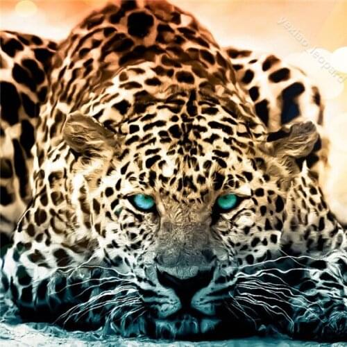 Diy diamond painting animal embroidery picture leopard full drill cross stitch crystal square sets unfinish decorative CQ47