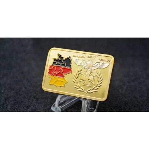 Deutsche Iron Cross Eagle 24k Gold Plated Bullion Bar German Map Bundesrepublik Gold Bar Custom For Promotion
