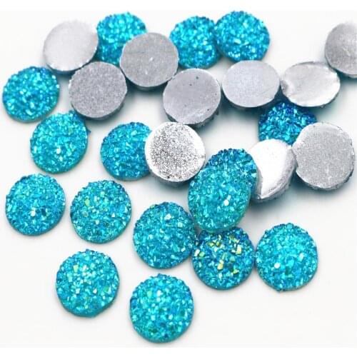 New Fashion 40pcs 8mm 10mm 12mm Water Green AB Color Flat back Resin Cabochons Cameo