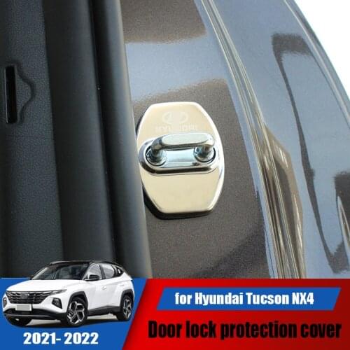 New car door lock buckle waterproof and rust-proof stainless steel protective cover for Hyundai Tucson NX4 2021 2022