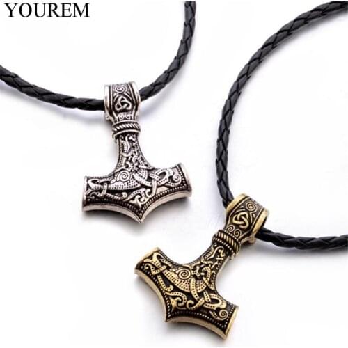 Punk thors hammer pendant necklace viking hiphop personality viking necklace men drop ship ok fj110