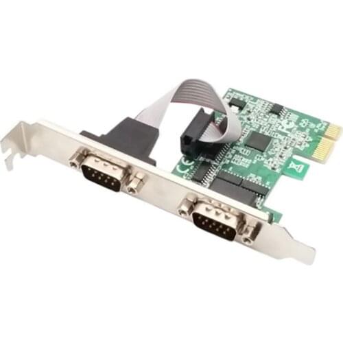 PCIE 2-Port Serial Expansion Card PCI-E X1 to 2 DB9 RS232 COM Port Adapter for Industrial Control Computer Expansion