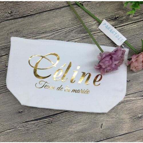 Personalized any names language wedding bride Travel Makeup Bag Bridesmaid Makeup Bag Custom Cosmetic Bag Bridesmaid Gift Pouch