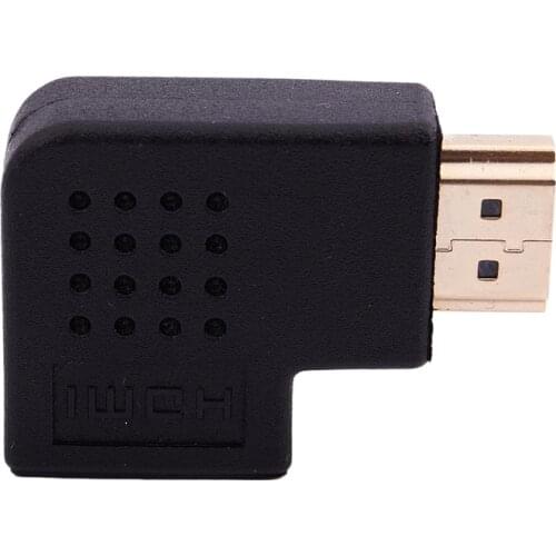 Gold Plated HDMI Right Angle Port Saver Adapter (Male to Female) - 90 Degree - Vertical Flat Left