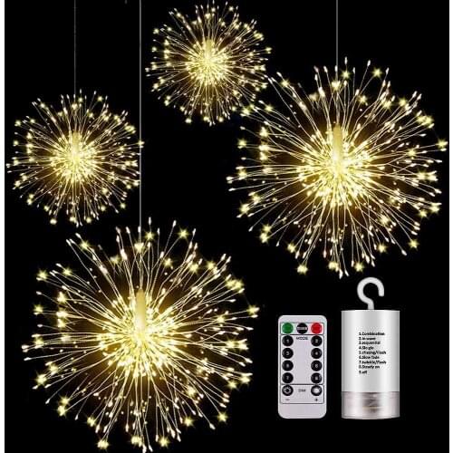 Festival Hanging Starburst String Lights 100-200 Leds DIY firework Copper Fairy Garland christmas lights outdoor Twinkle Light