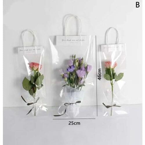 Transparent Flower Box Mini Bouquet Cylinder Portable Clear Flower Bucket Gift Storage PVC Florist Bag Wedding Party Paper Box