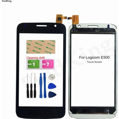 5" Touch Screen For Logicom E500 Touch Screen Digitizer Panel Front Glass Lens Sensor Replacement Tools 3M Glue Wipes