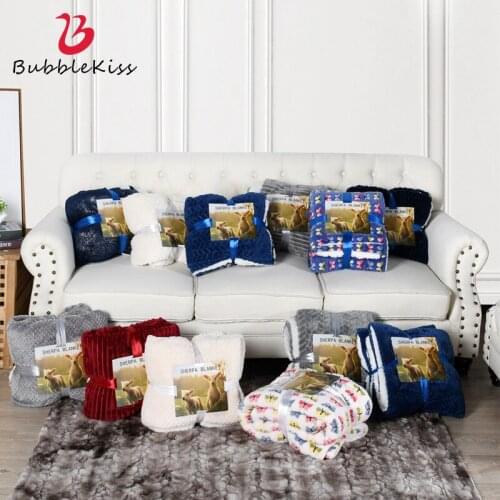 Bubble Kiss Nordic Throw Blanket Thickened Flannel Double Blankets For Bed Home Sofa Cover Blanket Soft Travel Portable Blanket