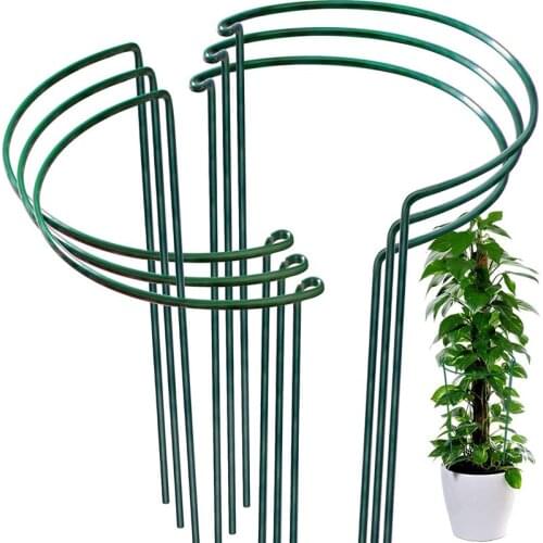 Plant Support Stake, 6-Pack Half Round Metal Garden Plant Supports, Green Garden Plant Support Ring, Garden Border
