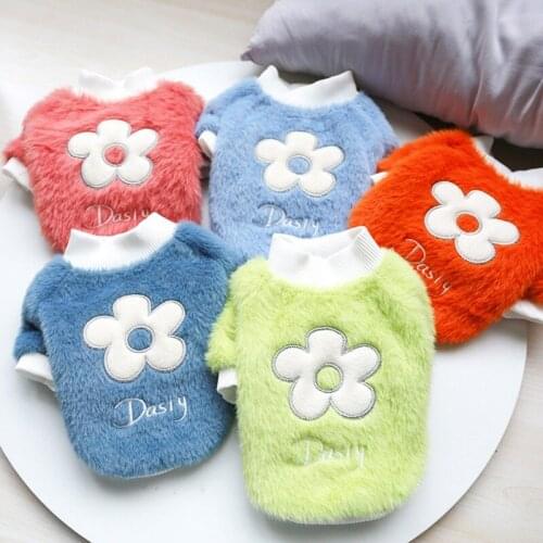 Warm Dog Vest Fleece Pet Dog Clothes Flower Design Shirt Clothing Winter Puppy Cat Clothing Coat Hoodie Pets Chihuahua Clothing