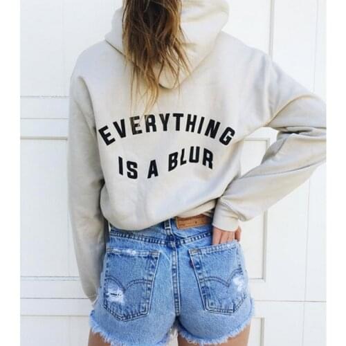 Sugarbaby Everything is a Blur Unisex Hoodies Letter Graphic Jumpers Women Spring Hipster Crewneck Outfits Tumblr Sweatshirt