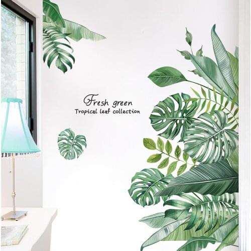 Creative Banana Leaf Plant Wall Stickers Home Decor Decorations Living Room Bedroom Background Wall Decor Self Adhesive Stickers