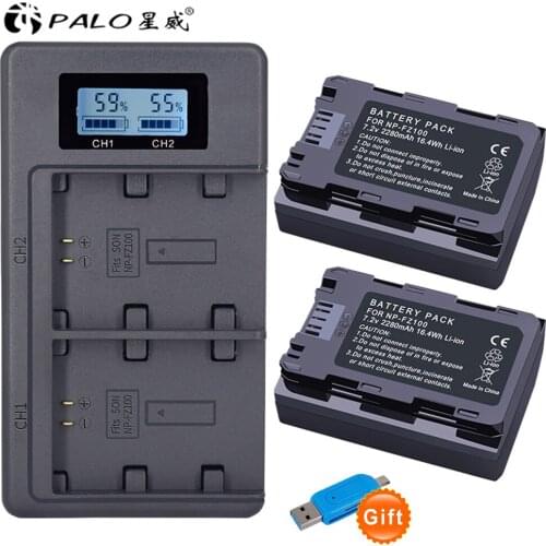 PALO NP-FZ100 NPFZ100 np fz100 2280mAh 7.2V and Fast Smart Charger For Sony BC-QZ1 sony a9 a7R III a7 III ILCE-9