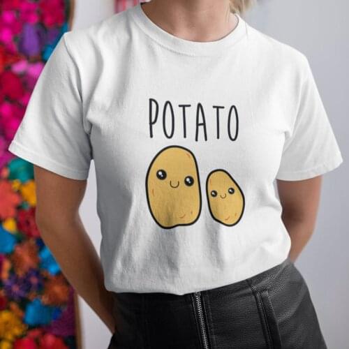 Harajuku Top Women T-shirt Potato Print Casual Ladies Basic O-collar Short Sleeved Women T-shirt Girl,Drop Ship