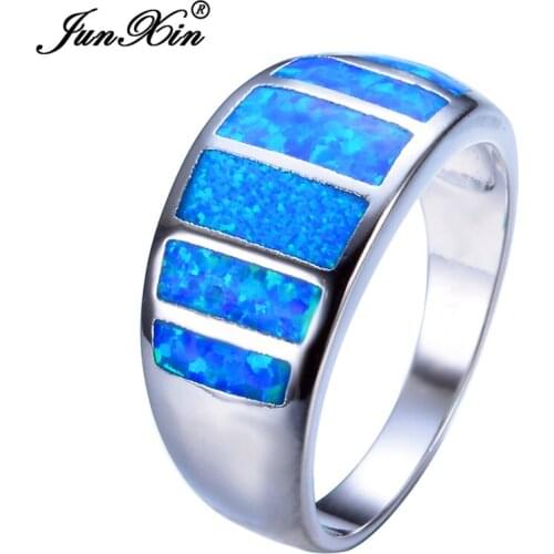 Size 6/7/8/9 Wedding Band 2017 New Blue Fire Opal Australia Rings 10KT White Gold Filled Women Engagement Ring RP0062