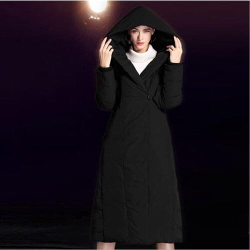 Winter female new style down jackets women fashion long coats plus size hooded duck down coats ladies black warm thick overcoat