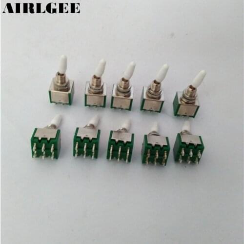 AC250V 2A AC125V 6A Panel Mounted 6 Pin 2 Position ON-ON Locking Toggle Switch DPDT 10pcs