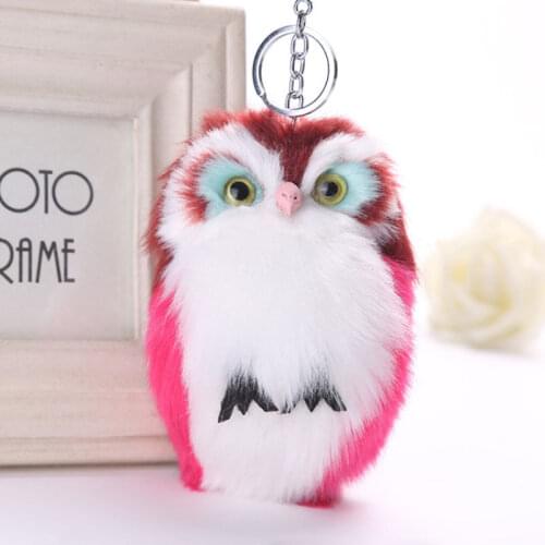 15CM Cute Fluffy Owl Keychain Pendant Women Key Ring Holder Faux Fur Pompoms Key Chains Girls Bag Ornaments Jewelry Gifts