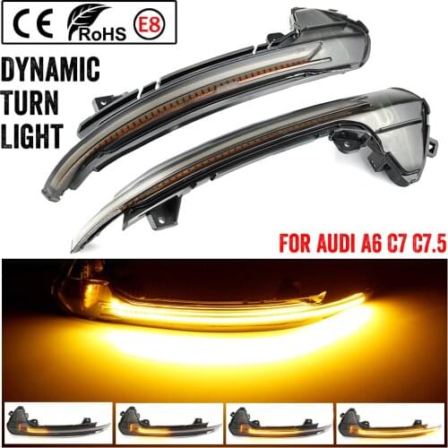 2pcs Dynamic LED Turn Signal Lights Rearview Mirror Indicator Blinker Repeater For Audi A6 RS6 4G C7 7.5 2012-2018
