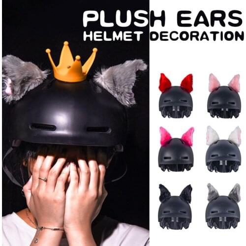 2Pcs Motorcycle Helmet Crown Corner Horn Decoration Accessories Resilient Silicone Suction Cup Soft Horn Plush Ear Headwear