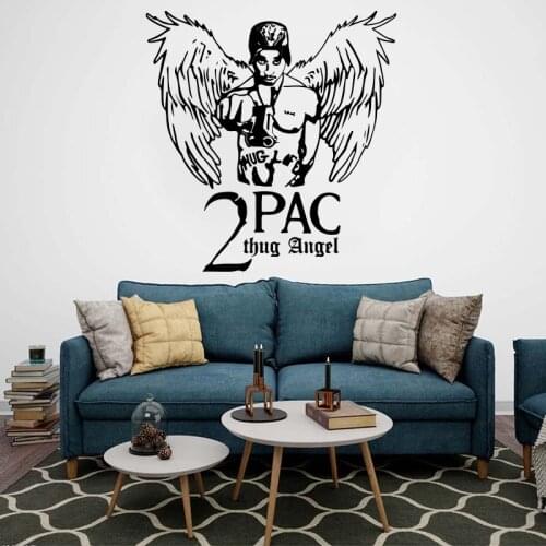 2Pac Tupac Thug Angel Rapper Hip Hop Legend Singer Wall Sticker Kids Room Bedroom Music Rapper Hip Hop Wall Decal Living Room