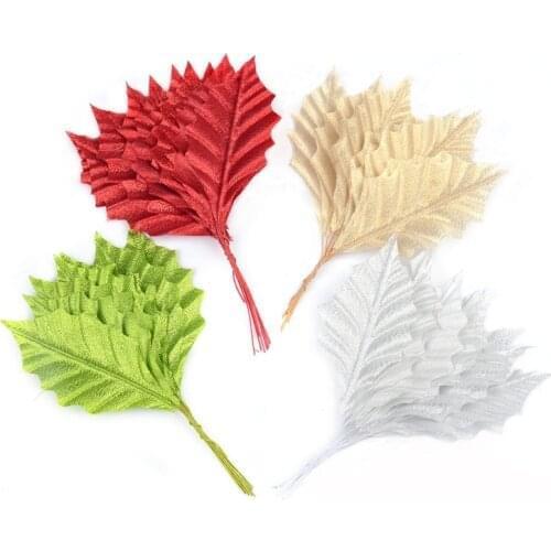 500pcs Artificial Gold Rose Leaves Flower Bouquet For Wedding Home Party Decoration Fake Green Leaf Crafts Christmas accessories