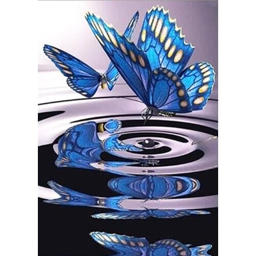 5D DIY Diamond Painting Butterfly above water Diamond Embroidery Full Cross Stitch Rhinestone Mosaic Home Decor Handmade Gift