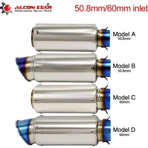 Alconstar- 51mm 60mm Motorcycle Motocross Dit Bike Exhaust Muffler Pipe Escape Moto for YZF NINJA CBR600 TMAX530 ER6N GSXR Z800