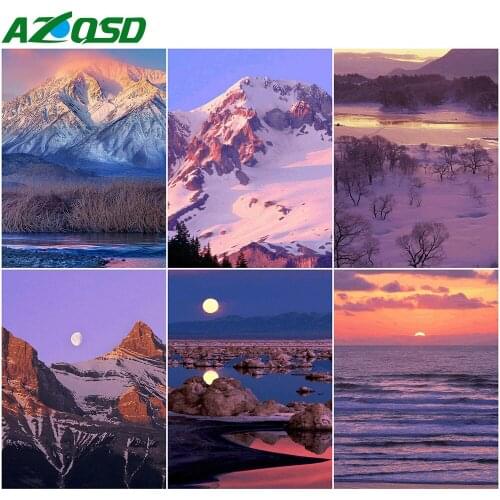 AZQSD 5D Diamond Painting Mountain Full Drill Square Handicraft Diamond Mosaic Landscape Cross Stitch Kits Home Decoration