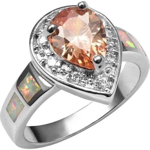 White Fire Opal With Morganite 925 Sterling Silver Ring Beautiful Jewelry Size 6 7 8 9 10 R1409