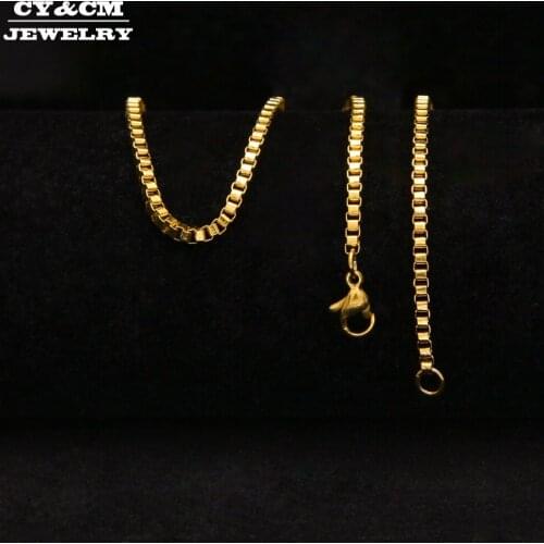 CY&CM Hip Hop Gold Silver Color 2.5mm Stainless Steel Box Chain for Men Women Fashion Bling Bling Punk Long Necklace 24"30"