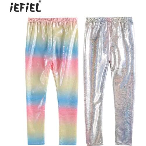 Kids Girls Leggings Fashion Metallic Gradient Punk Pants Children Girl Trousers Autumn Spring Children Clothing Pencil Pants