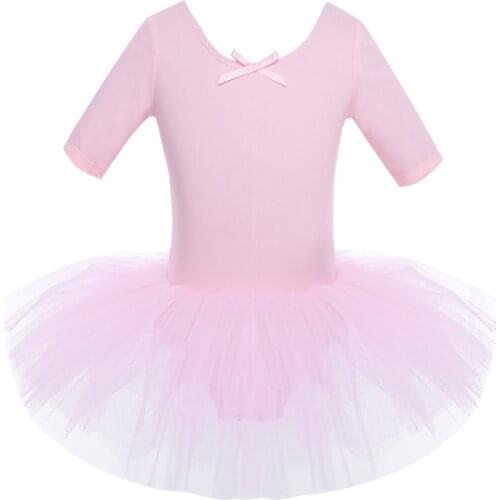 Kids Ballet Tutu Dress Gymnastics Leotards For Girls Kids Short Sleeve Ballet Dance Dancewear Ballerina Party Costumes Kids