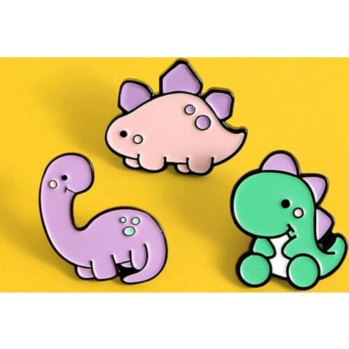 Enamel Pin Custom Cute Animal Badge Tyrannosaurus Brooches Bag Clothes Lapel Pin Fashion Jewelry Gift Kids