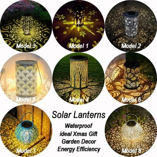 8 Styles Solar Powered Lights Outdoor Garden Waterproof LED Patio Yard Landscape Pathway LED Lamp Lantern Hanging Decoration